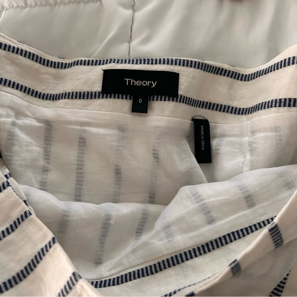 Theory linen cotton wrap tie split striped mini skirt - Picture 5 of 7